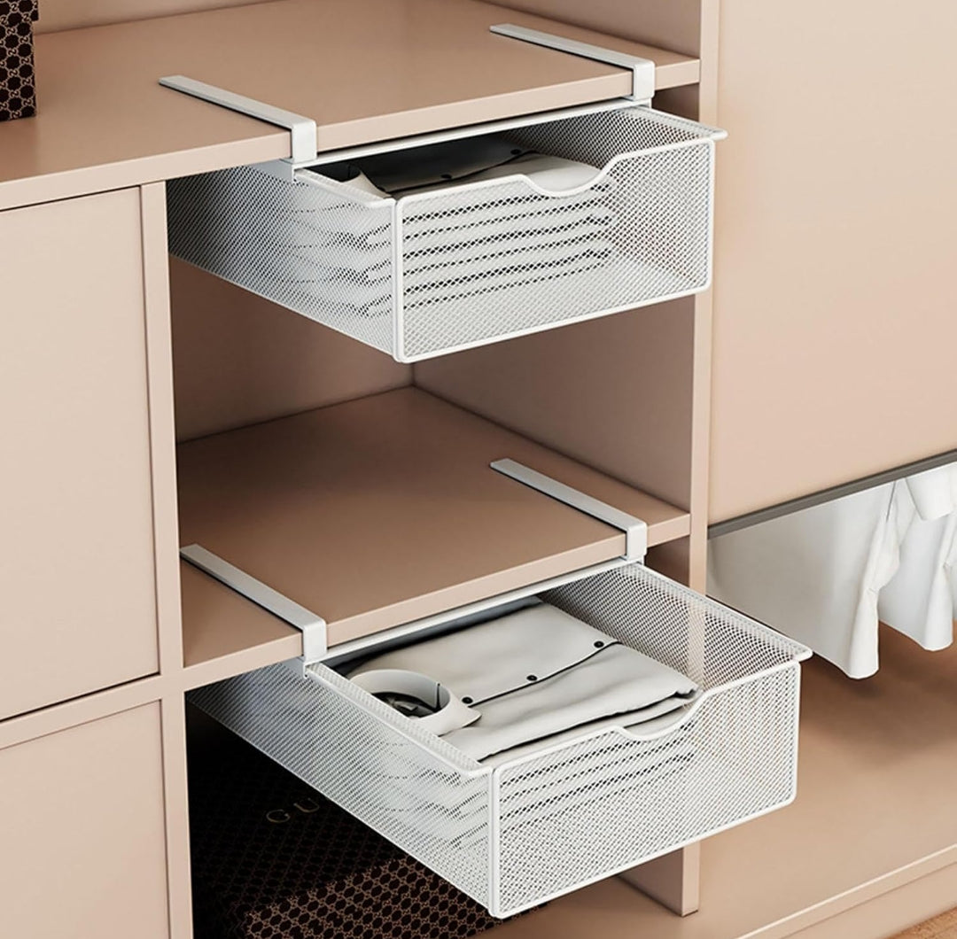 HOMERO Closet Pull Out Basket Smooth Sliding Drawer Organizer