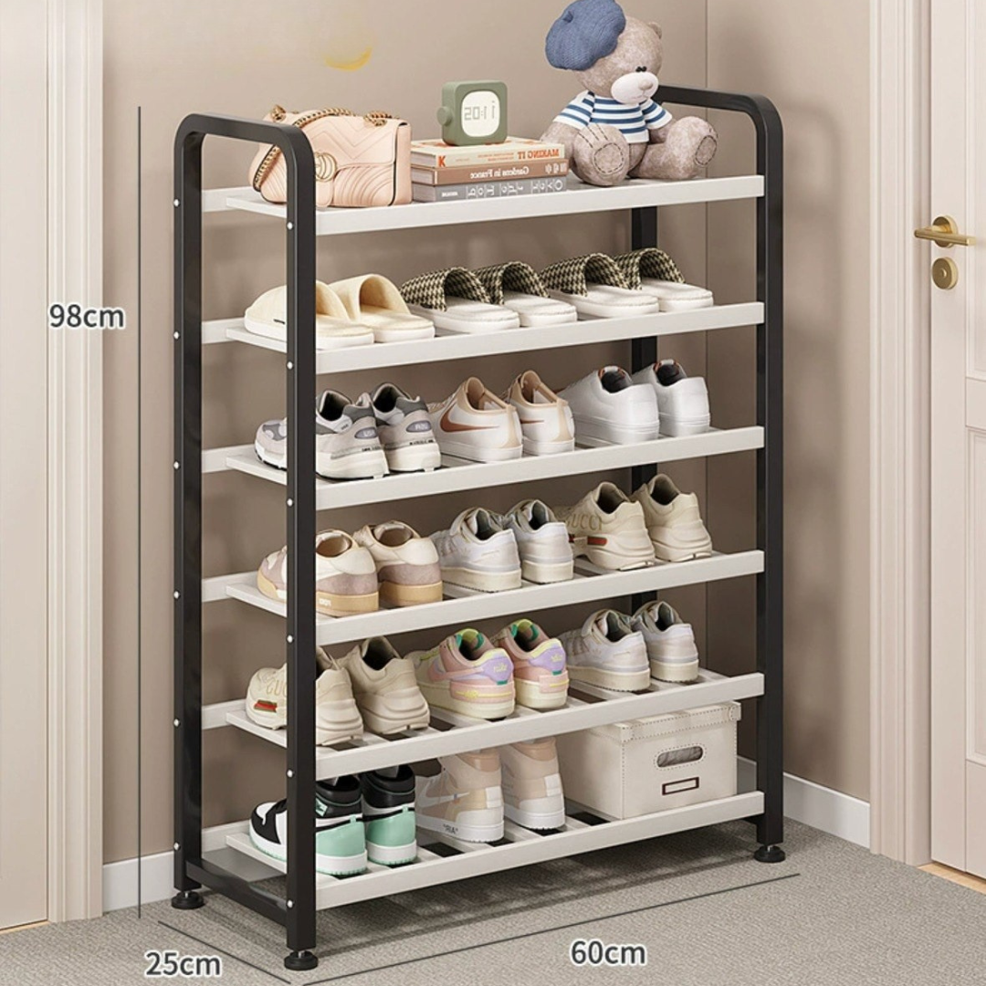 Premium Bamboo Shoe Rack with Carbon Steel Frame