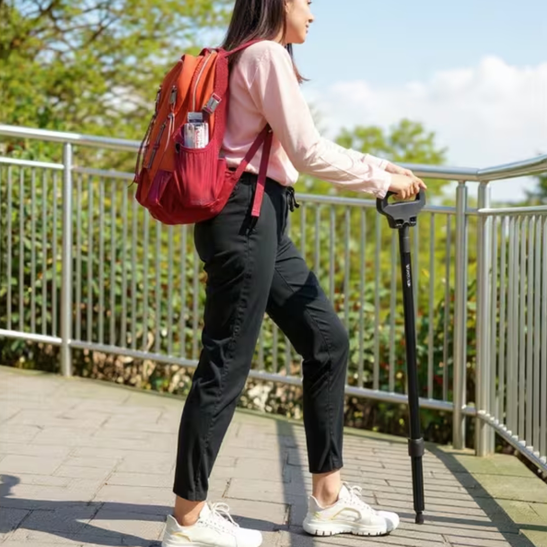 Foldable Aluminium Walking Stick with Adjustable Height Seat