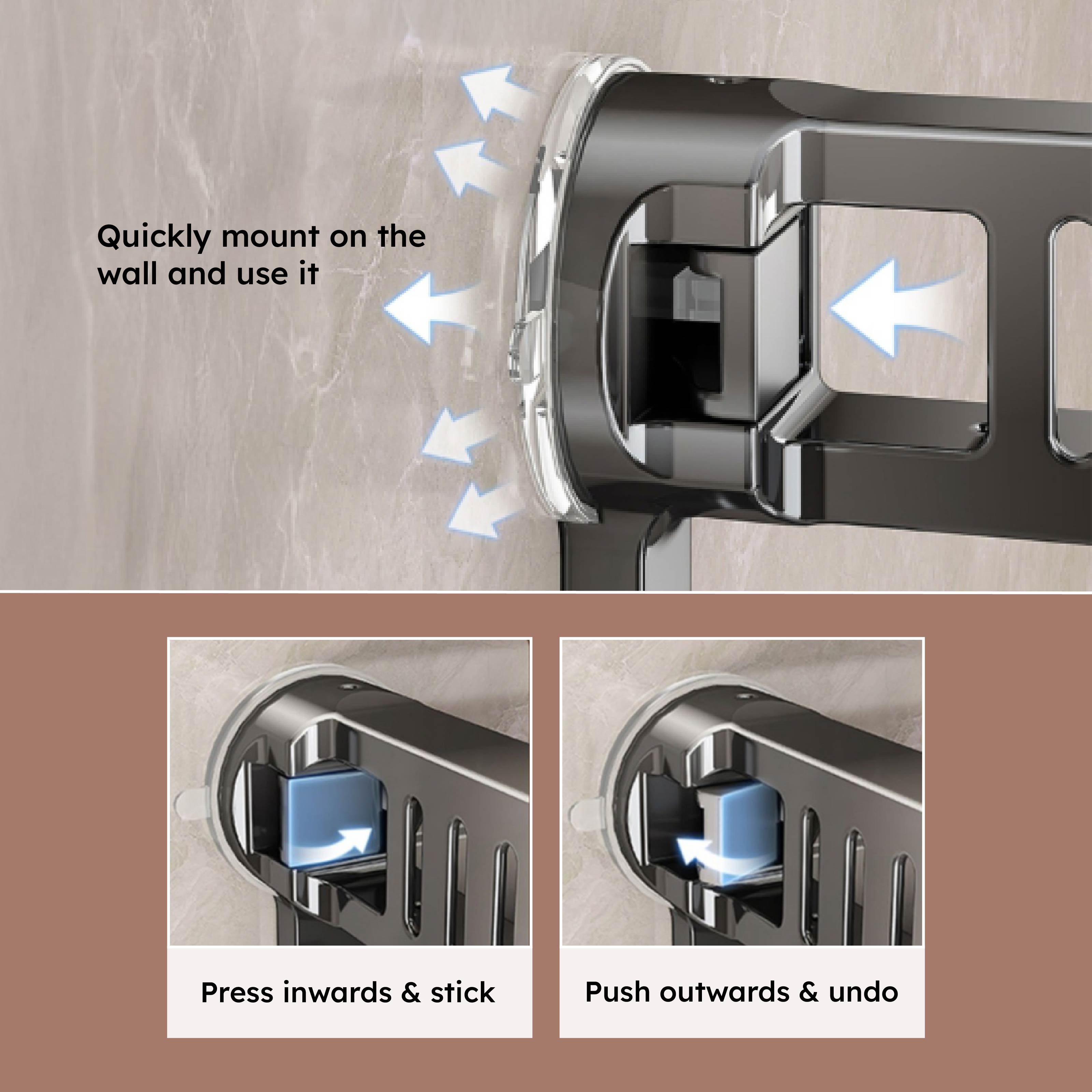 Suction cup Wall Mounted Kitchen Rack with Hook