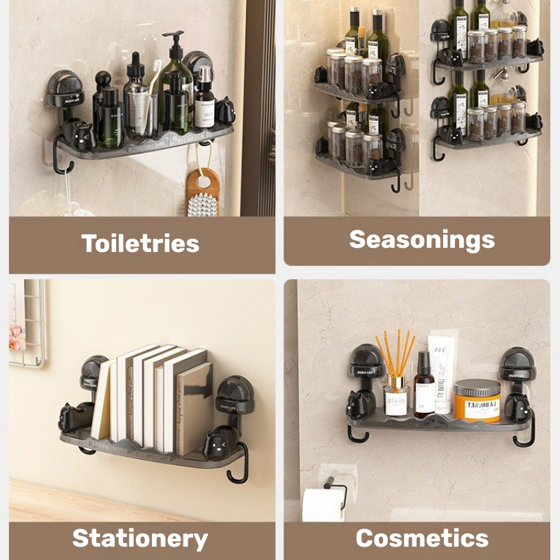 Cute Cat Inspired Suction Cup Bathroom Rack