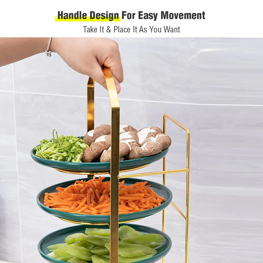 Multipurpose 5 Tier Wall-Mounted Kitchen Counter Rack (Gold)