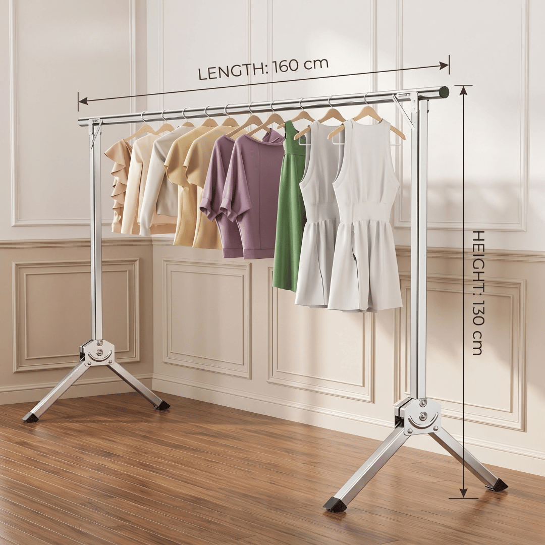 Laundry Rack Mobile Extendable Clothes Airer Stand Living Room Balcony Stainless