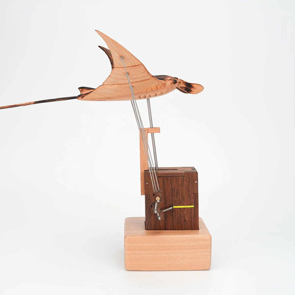 HOMERO Handcrafted Wooden Manta Ray Automaton Kinetic Art Sculpture