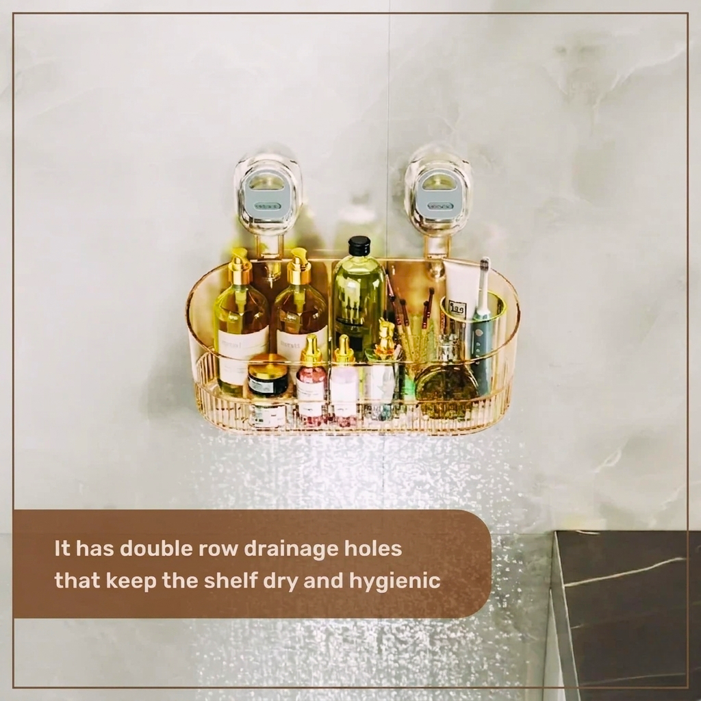 Homero Wall-Mounted No-Drill Bathroom Shelf with Drainage