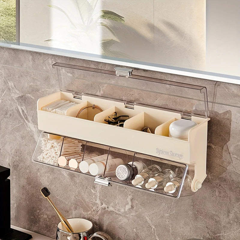 Wall Mounted Underwear and Socks Storage Organizer with Transparent Flip Lid