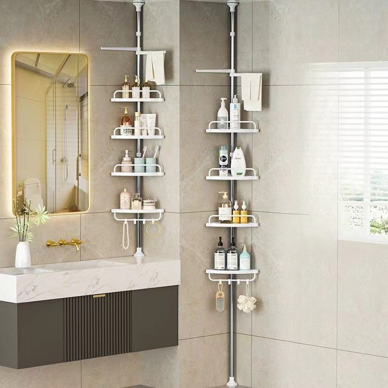 HOMERO Multipurpose Bathroom Rack with Hooks and Towel Bar - 4 Tier