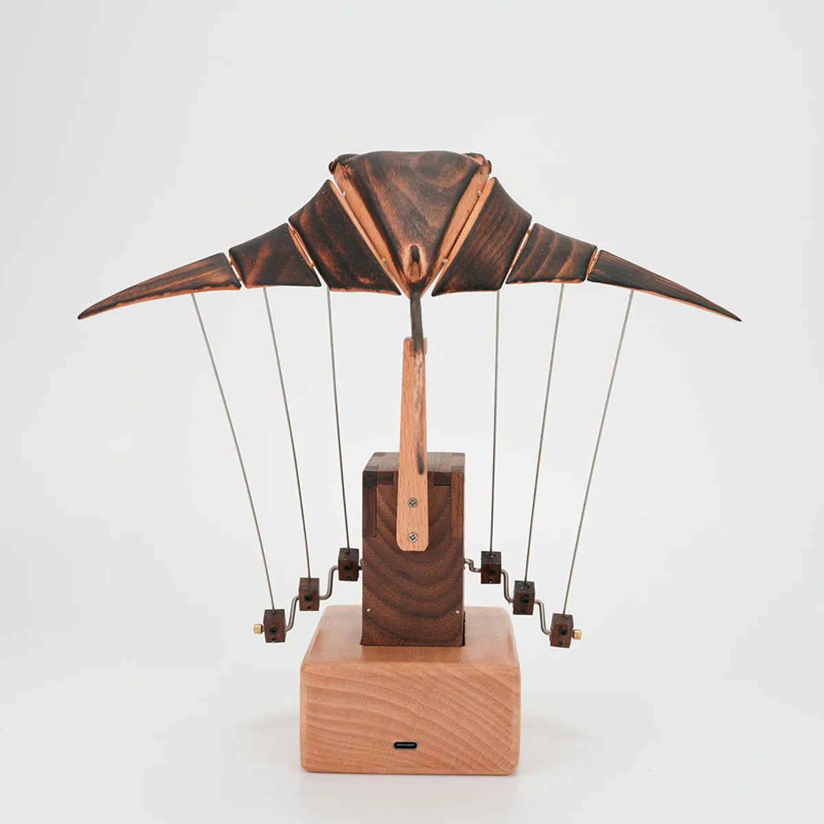 HOMERO Handcrafted Wooden Manta Ray Automaton Kinetic Art Sculpture