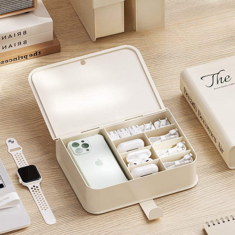 Elegant Book-Style Plastic Cord Organizer Boxes with Lid and 8 Compartment