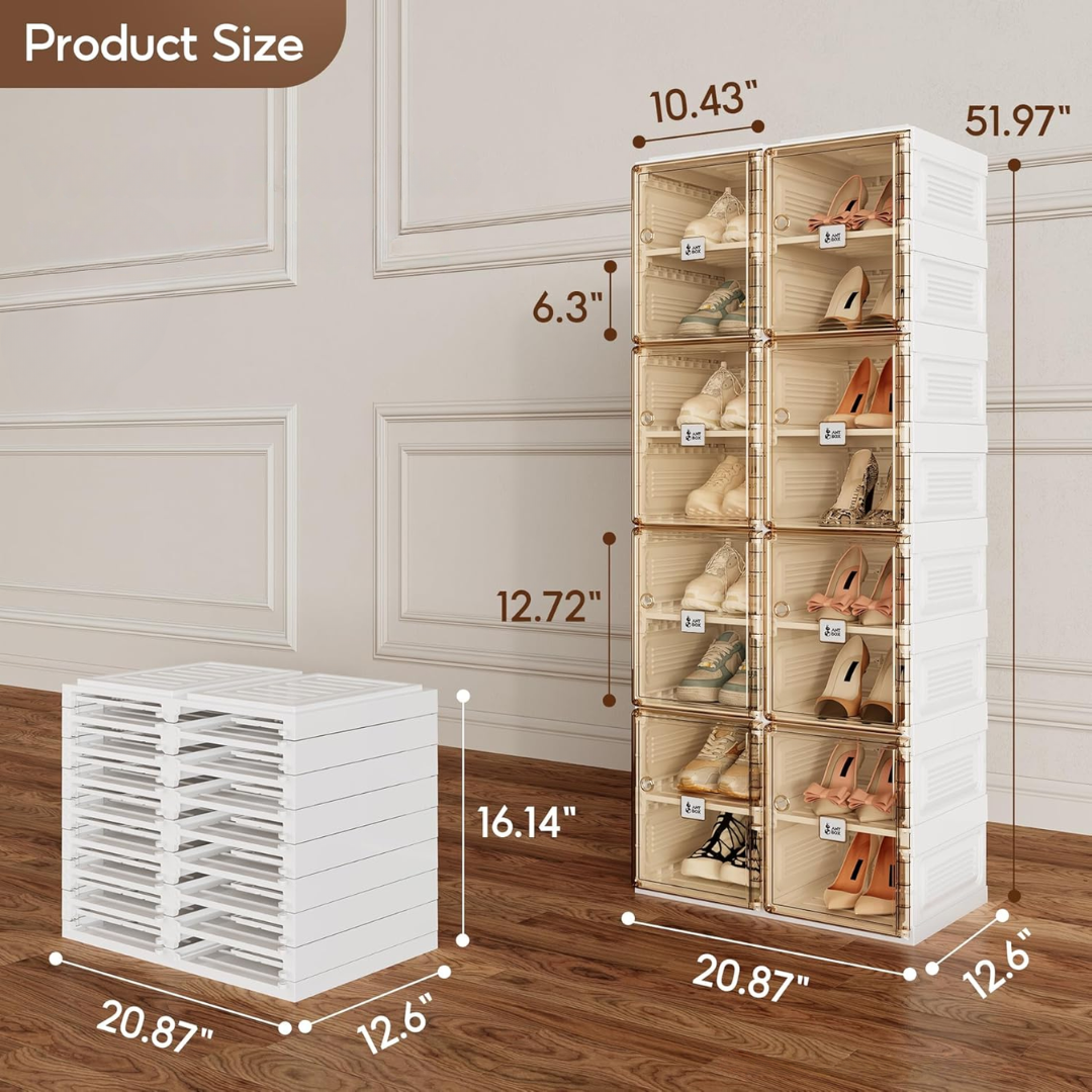 Double Compartments Installation Free Folding Shoe Cabinet