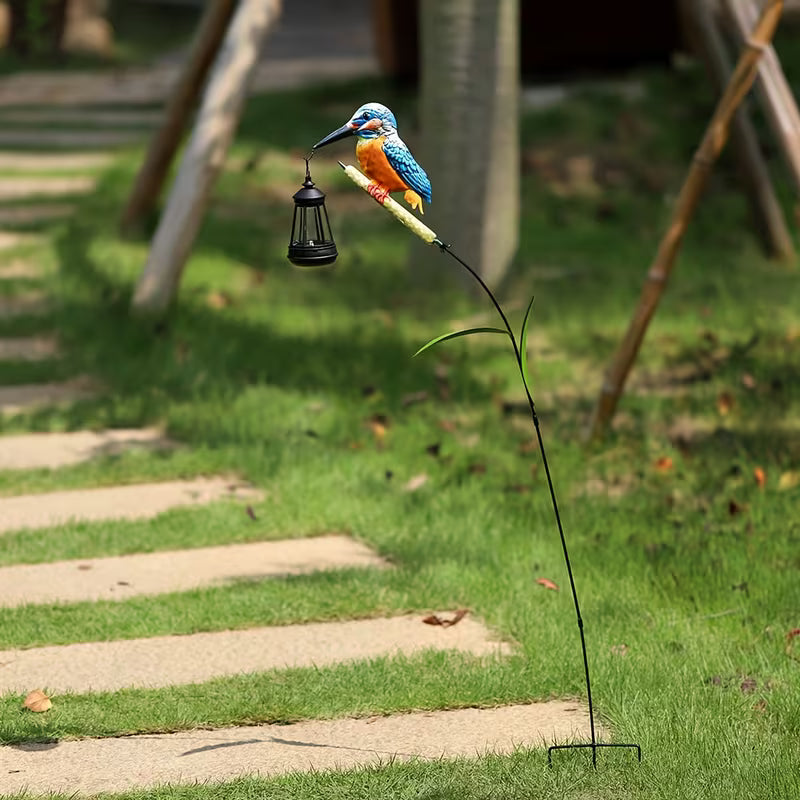 Decorative Outdoor Solar Kingfisher Garden Lantern