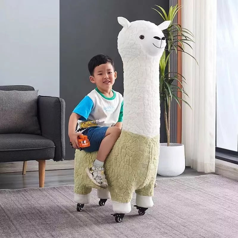 Giant Alpaca Plush Lounge Chair with Roller Wheels