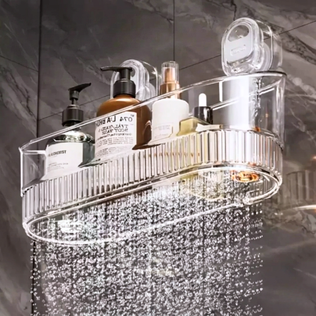 Homero Wall-Mounted No-Drill Bathroom Shelf with Drainage