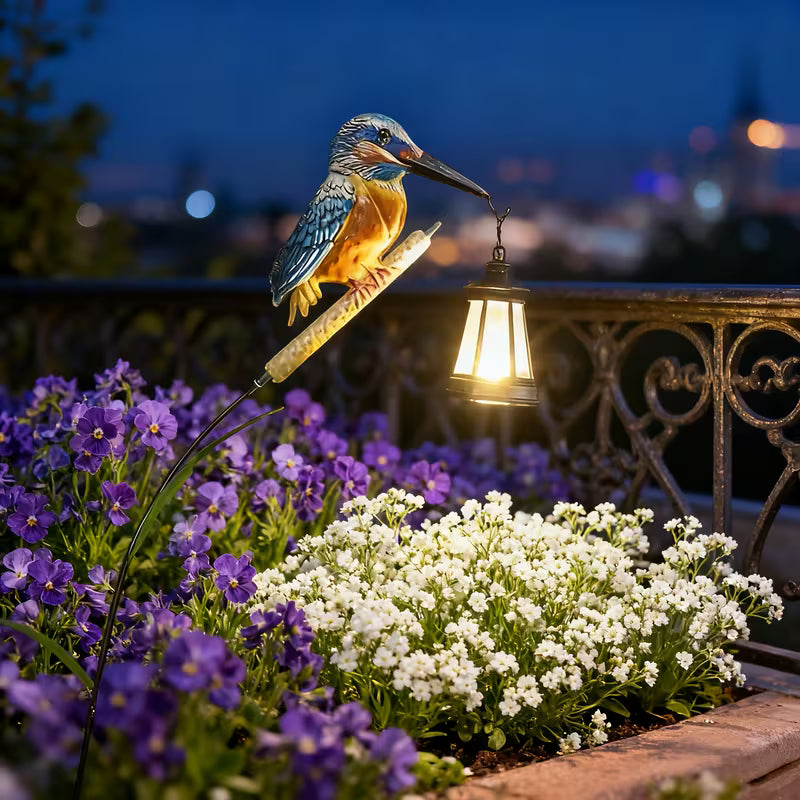 Decorative Outdoor Solar Kingfisher Garden Lantern