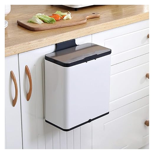 Hanging Trash Can with Cover for Kitchen