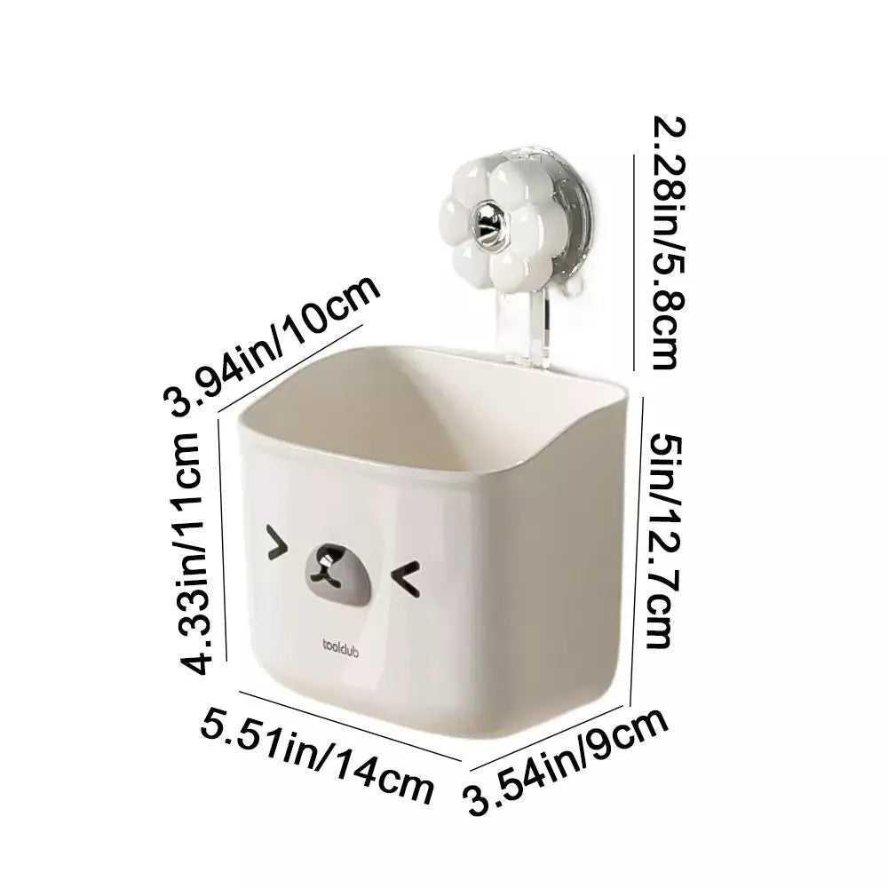 Wall Mounted Suction Cup Hanging Basket (White)