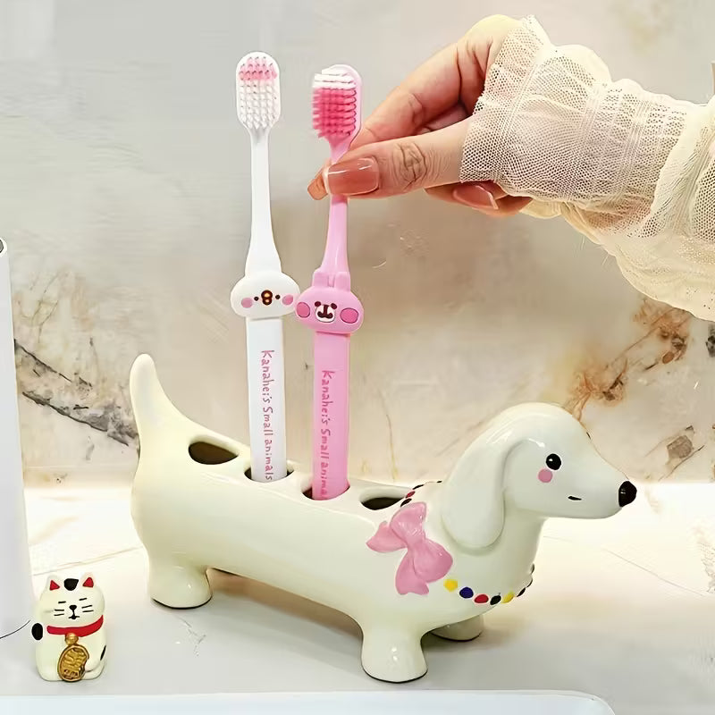 HOMERO Elegant Ceramic Cartoon Toothbrush Holder
