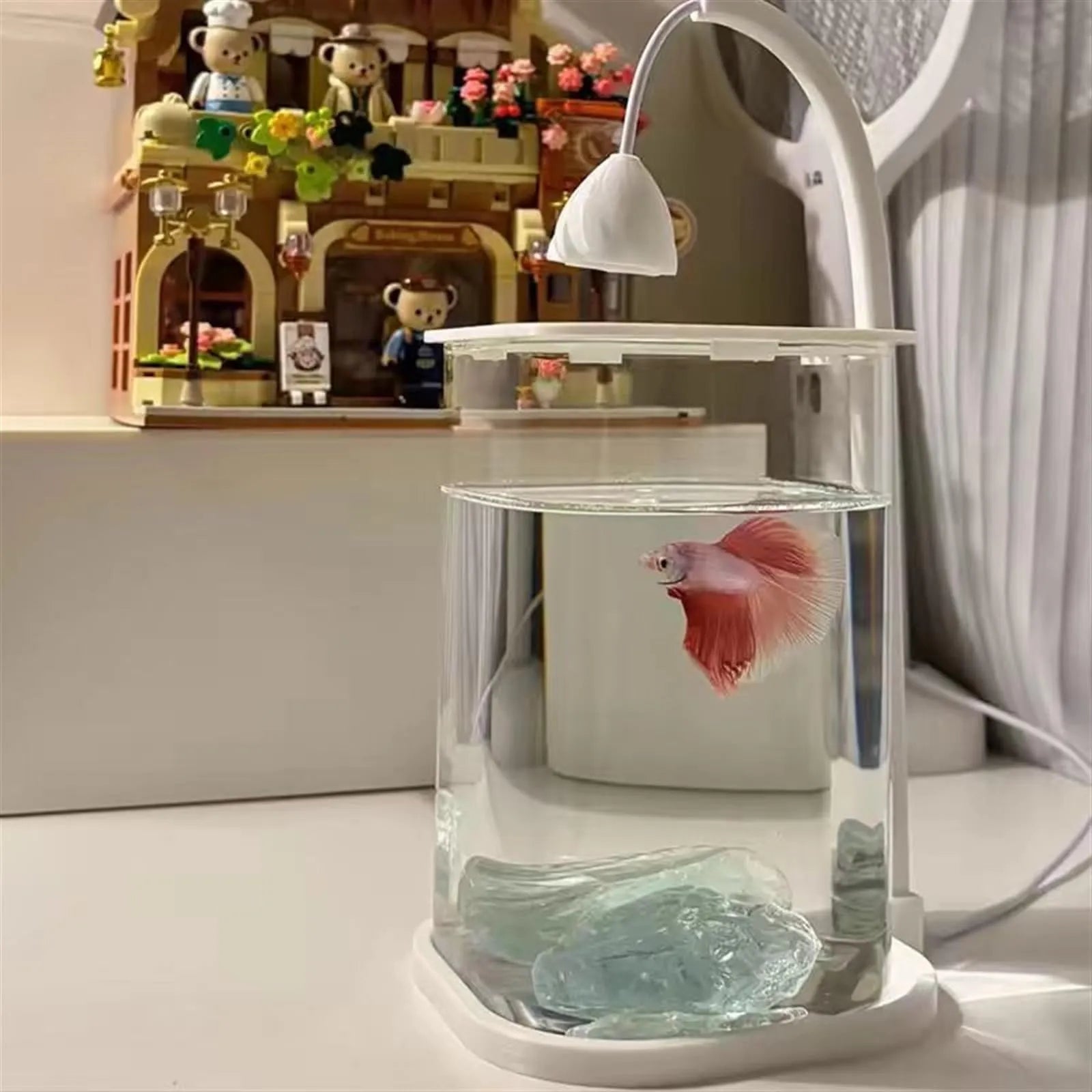 Homero Multi-Functional Ice Crystal Desktop Aquarium Setup with Lamp