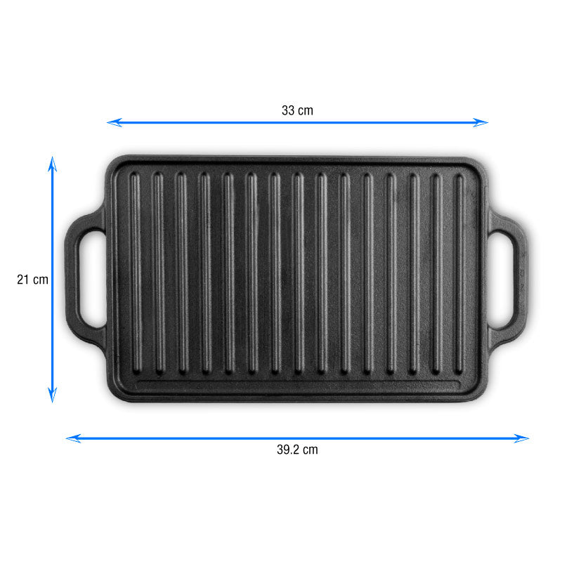HOMERO Cast Iron Reversible Griddle Smooth Grill Surface
