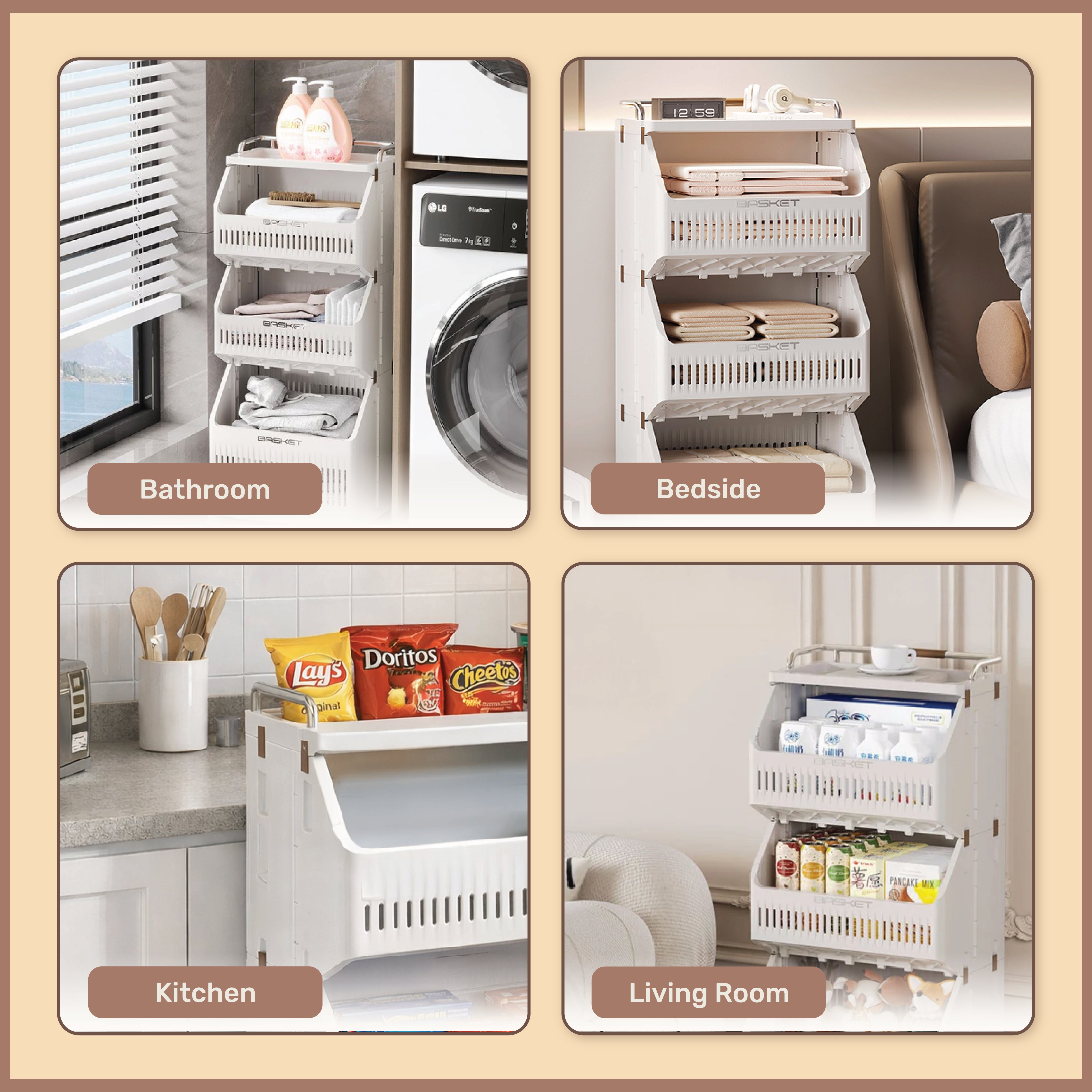 Homero Multi-Purpose Rolling Storage Cart With Lockable Wheels