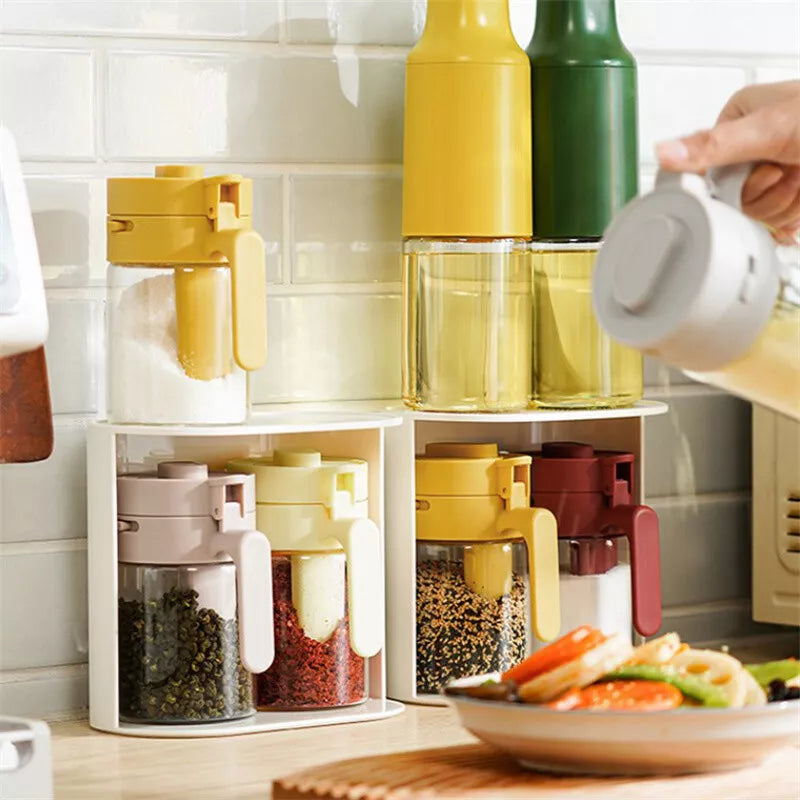 Homero Multi-Use Glass Spice Canister with Airtight Lid and Spoon