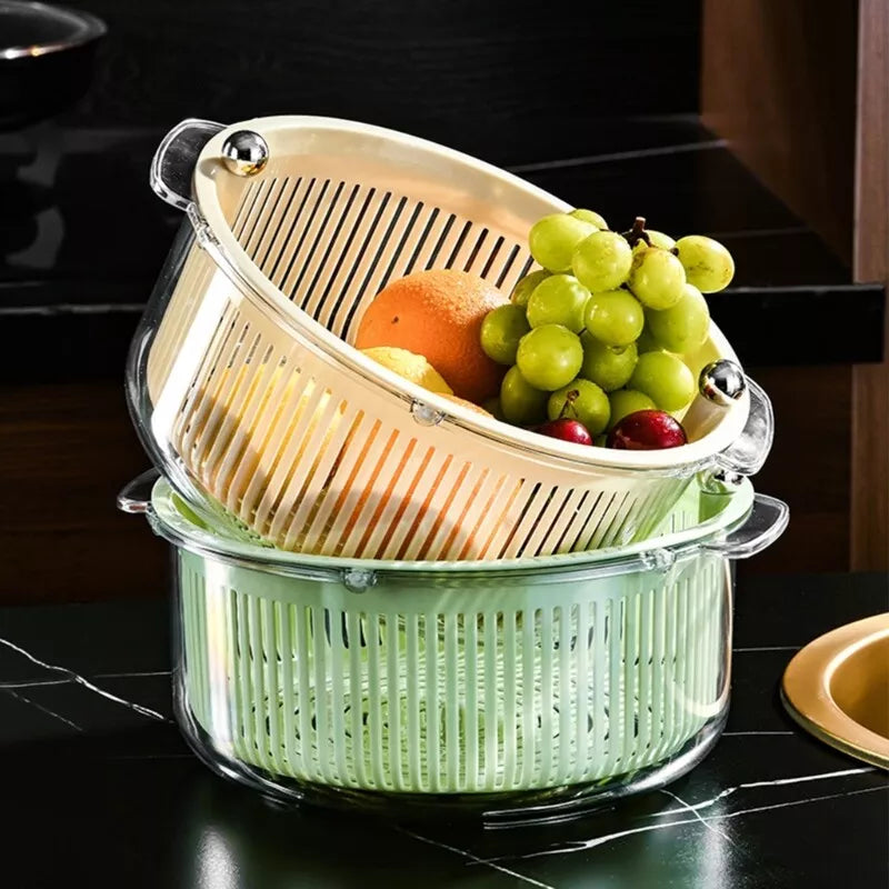Double-Layer Multipurpose Rotating Drain Basket