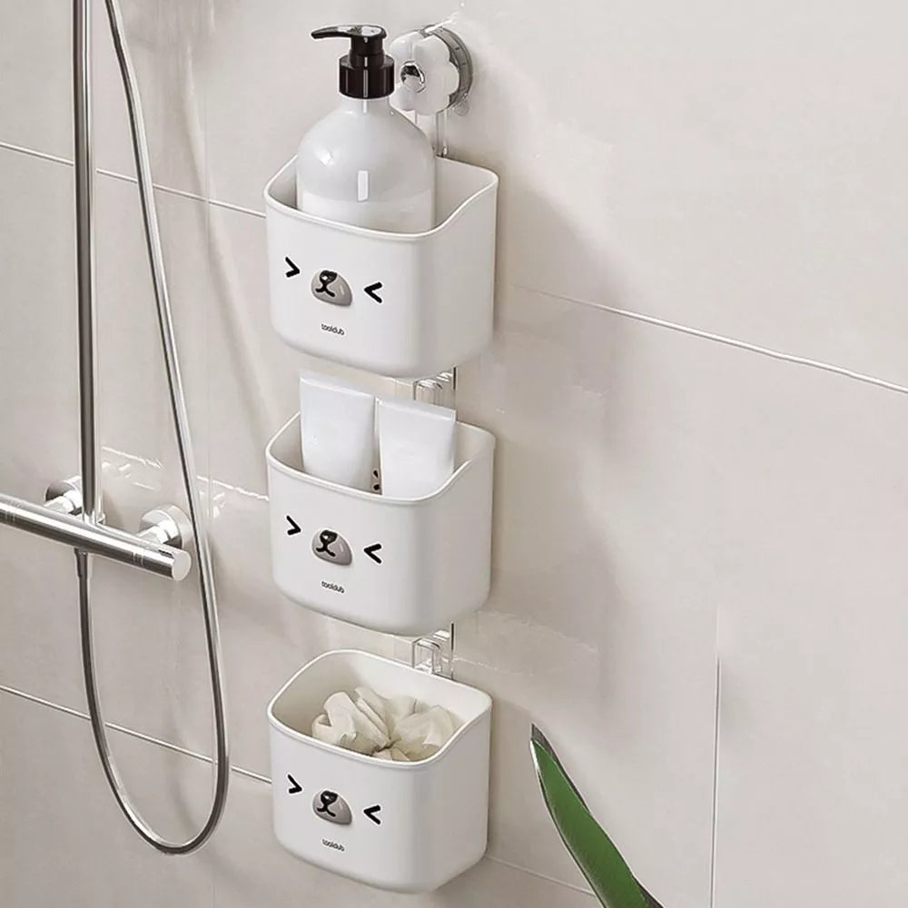 Wall Mounted Suction Cup Hanging Basket (White)
