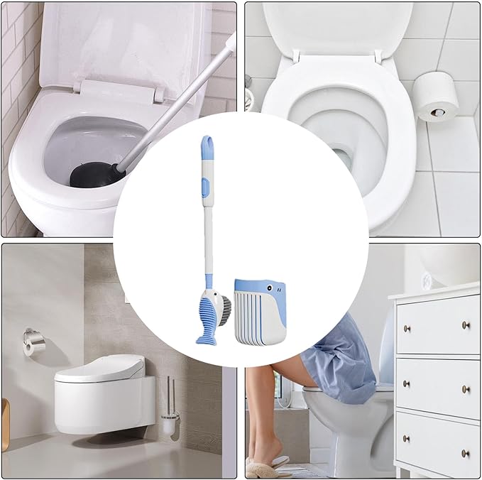 Homero Multi-Purpose Toilet Brush Set with Wall Holder - 41cm