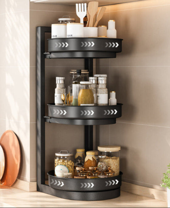 Multifunction Countertop Rotating Carbon Steel Multi-Layer Adjustable Kitchen Rack