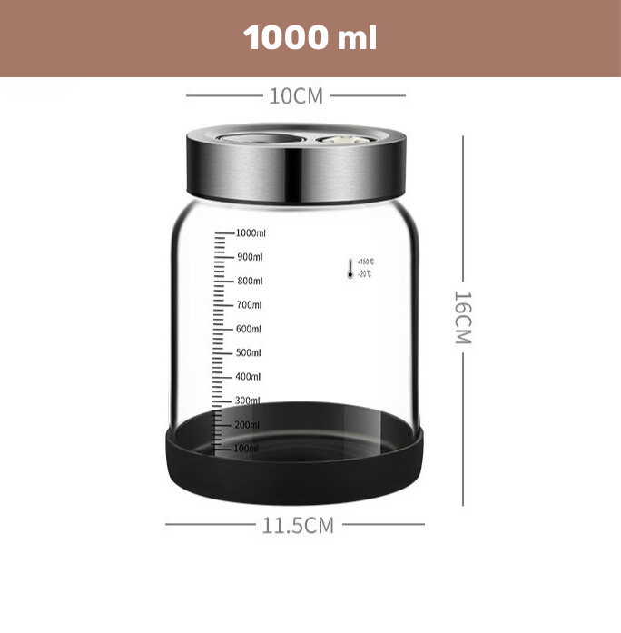 Borosilicate Glass Pickle & Snacks Jar with Dual Exhaust Valves (1 Liter)