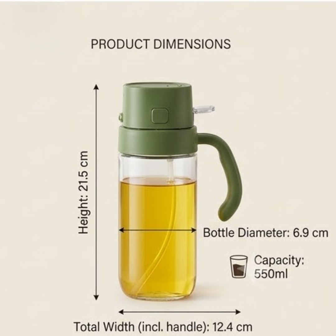 2 in 1 Kitchen Oil Spray Bottle with Pour Spout