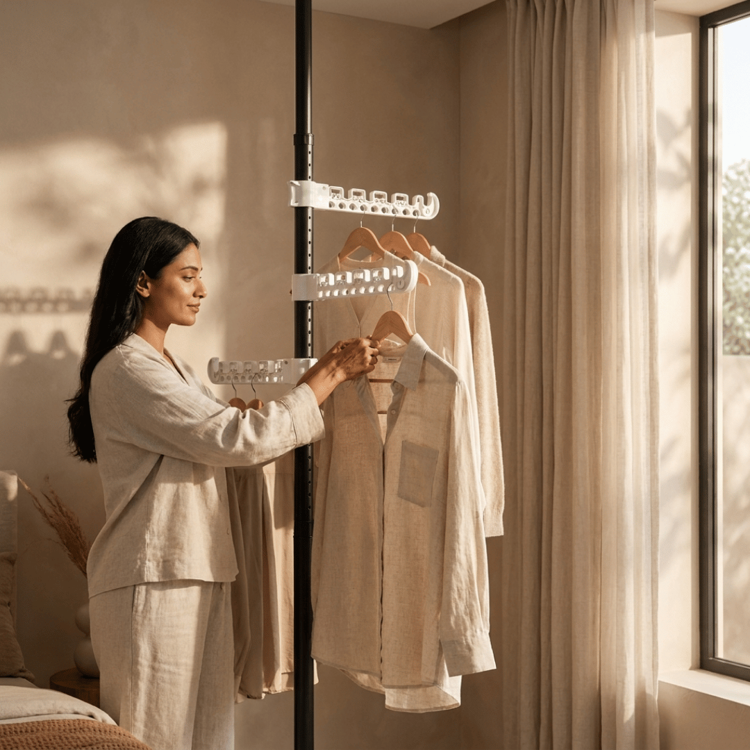 Homero Multi-Wing Heavy-Duty Telescopic Clothes Rack - Matte Black 3.1 Meter