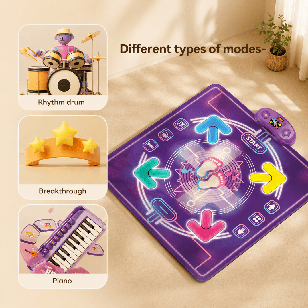 Homero 6 Game Modes Musical Dance Mat with Bluetooth - 90x90cm