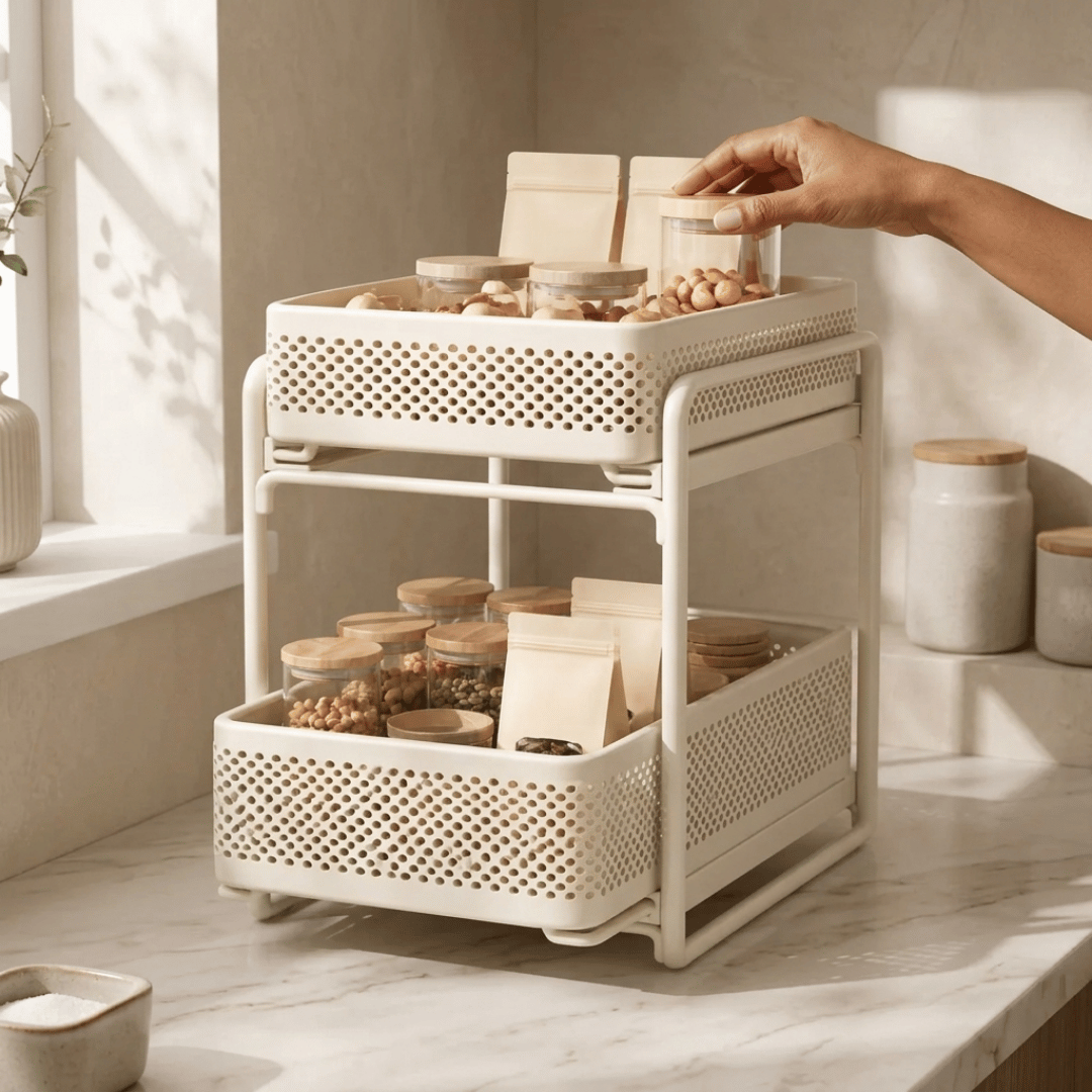 Homero Double-Layer Pullout Storage Rack Tall Bottle Organizer