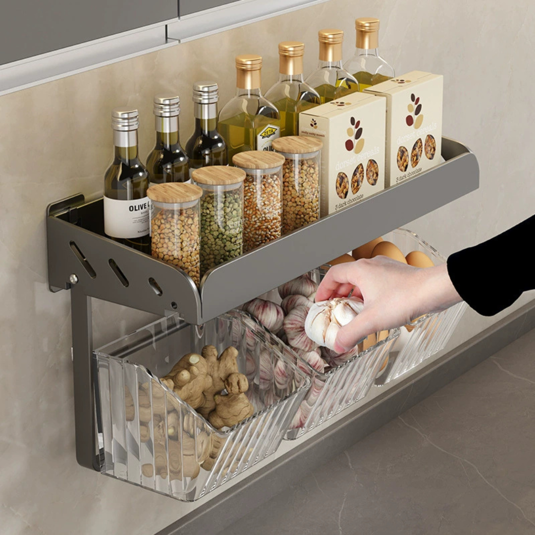 Carbon Steel Acrylic Spice Rack Kitchen Organizer