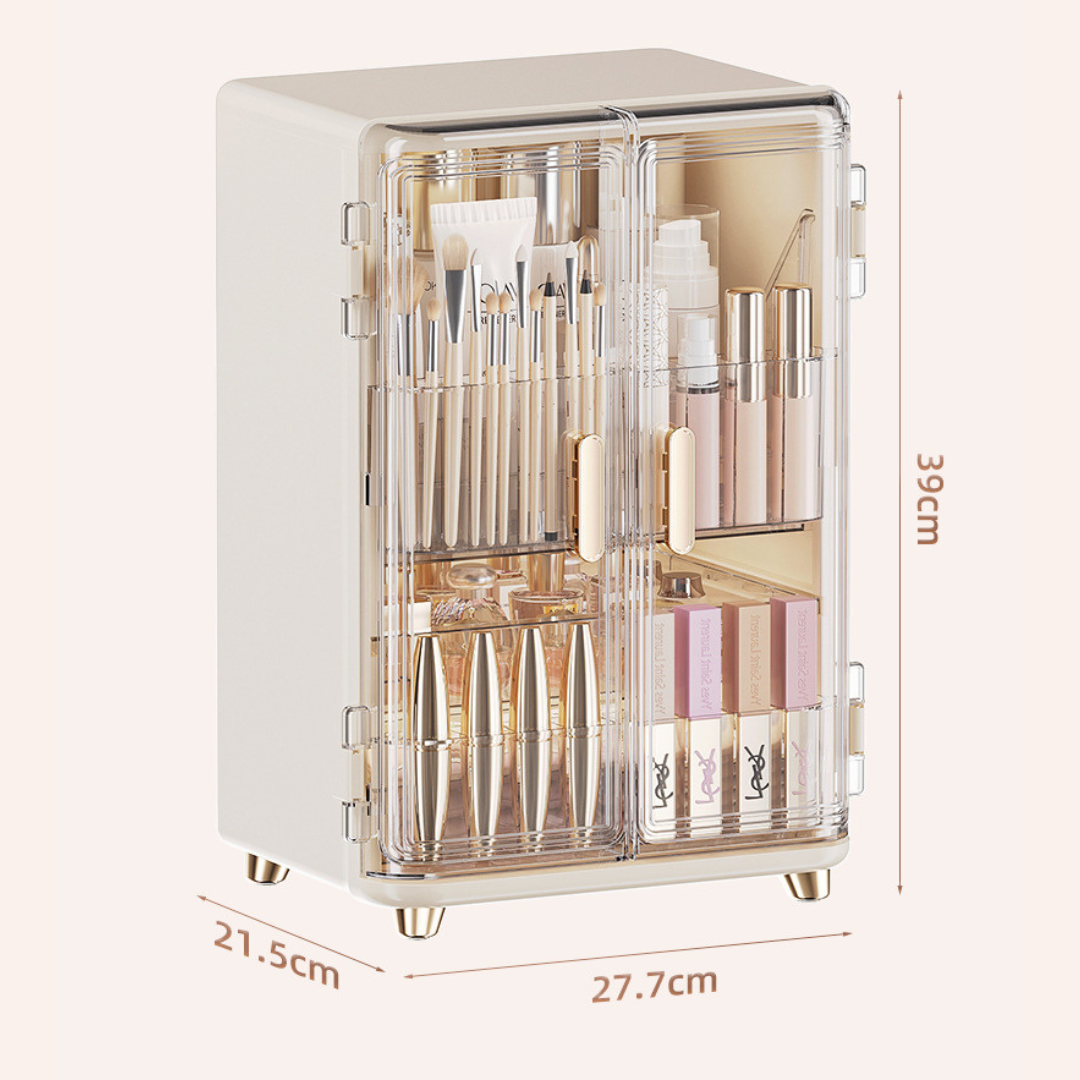 Three Layer Double Door Luxury Cosmetic Storage Organizer
