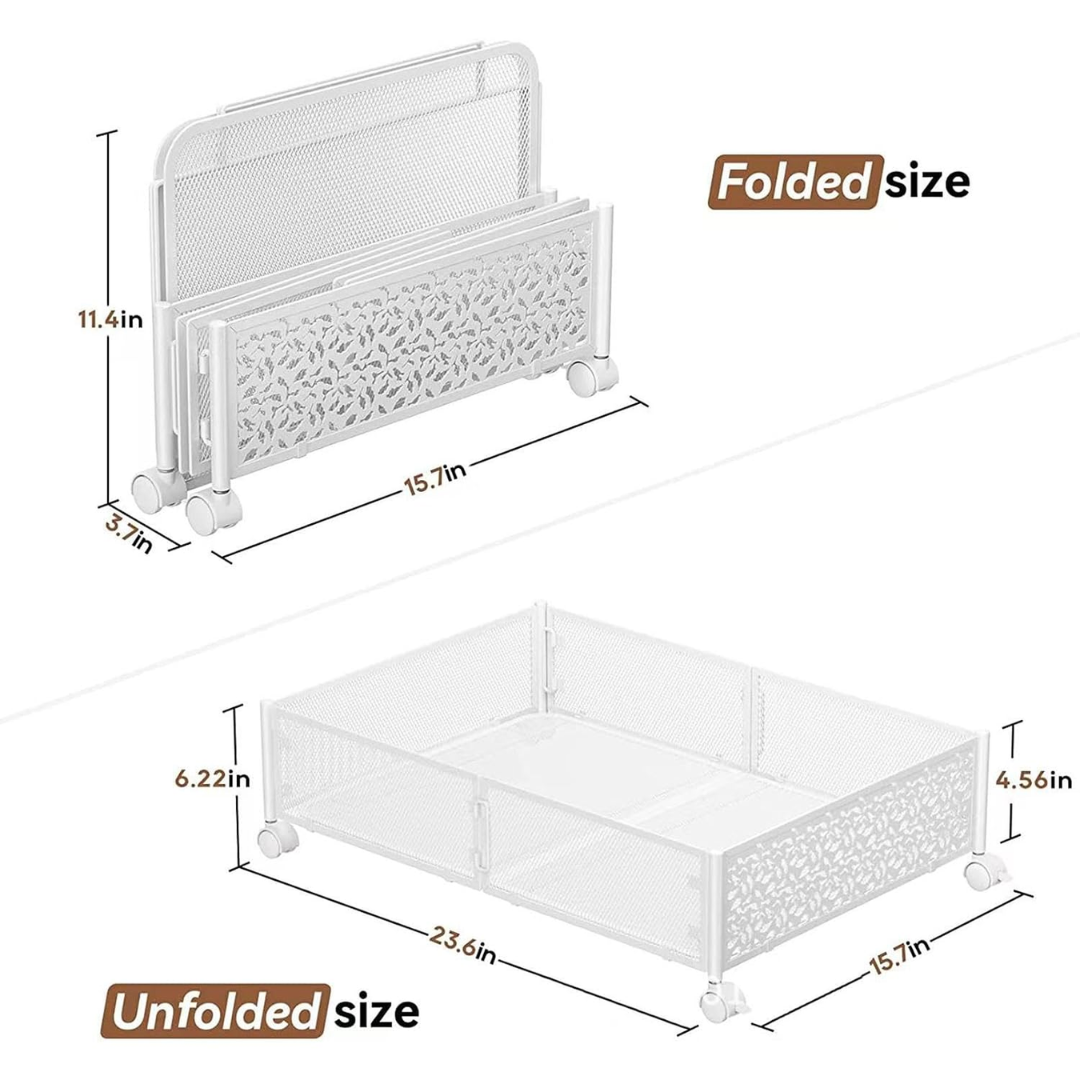 Foldable Under Bed Storage Rack with Lockable Wheels