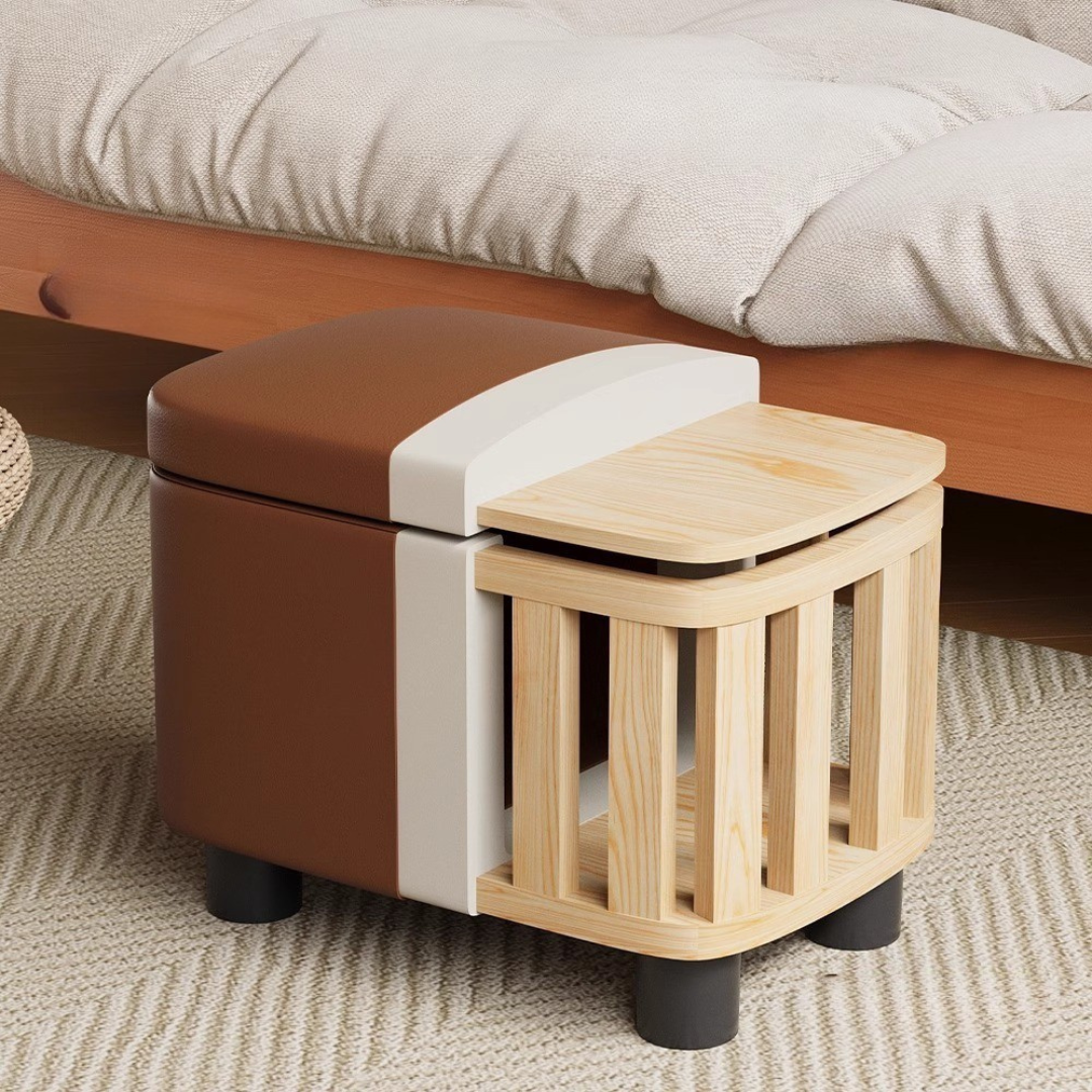 Homero Premium Storage Footstool with Nappa Leather