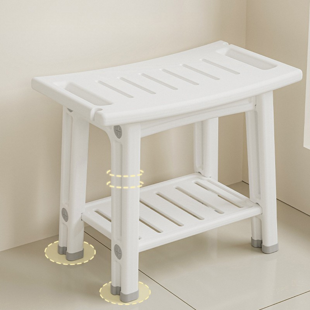 HOMERO Ergonomic Design Bathroom Shower Stool Waterproof with Storage Shelf