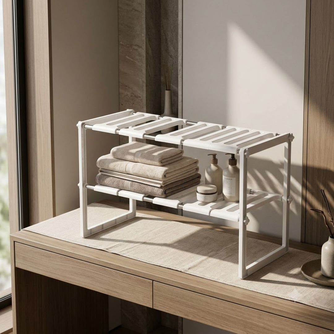 Two Tier Adjustable Under Sink Storage Organizer
