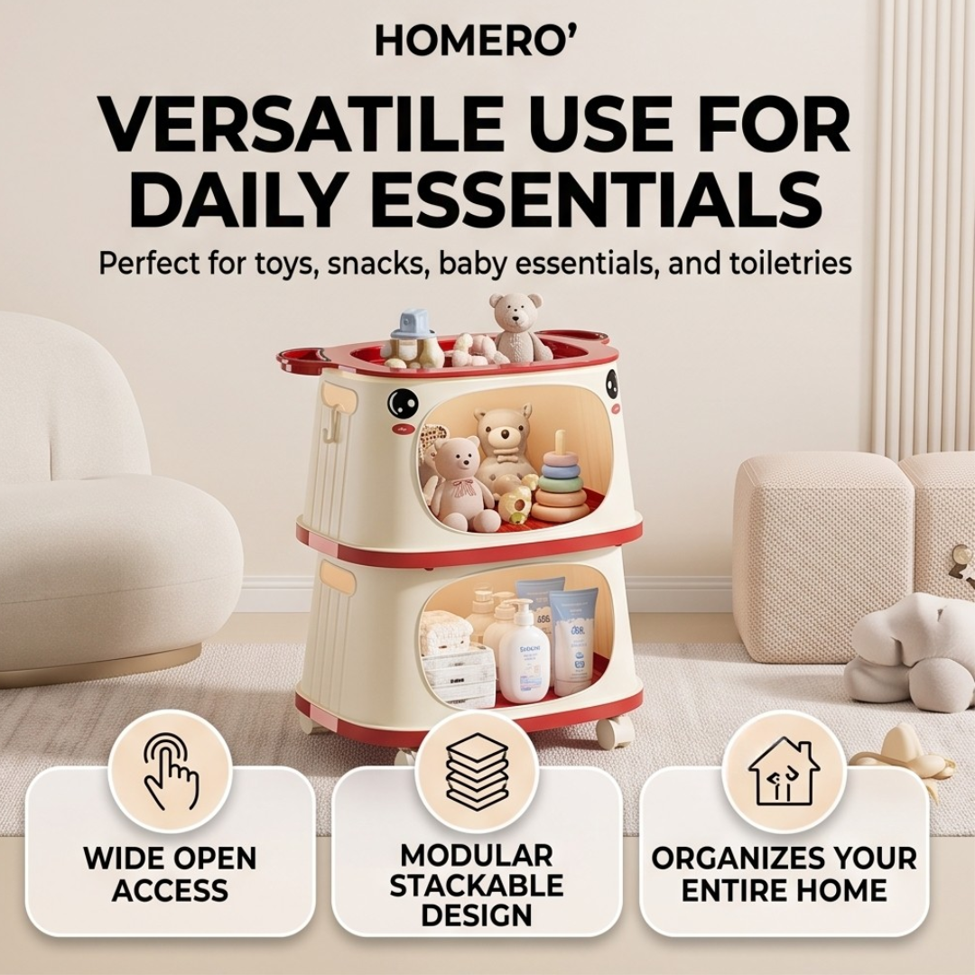 Cute Cartoon Multipurpose Storage Rack with Wheels