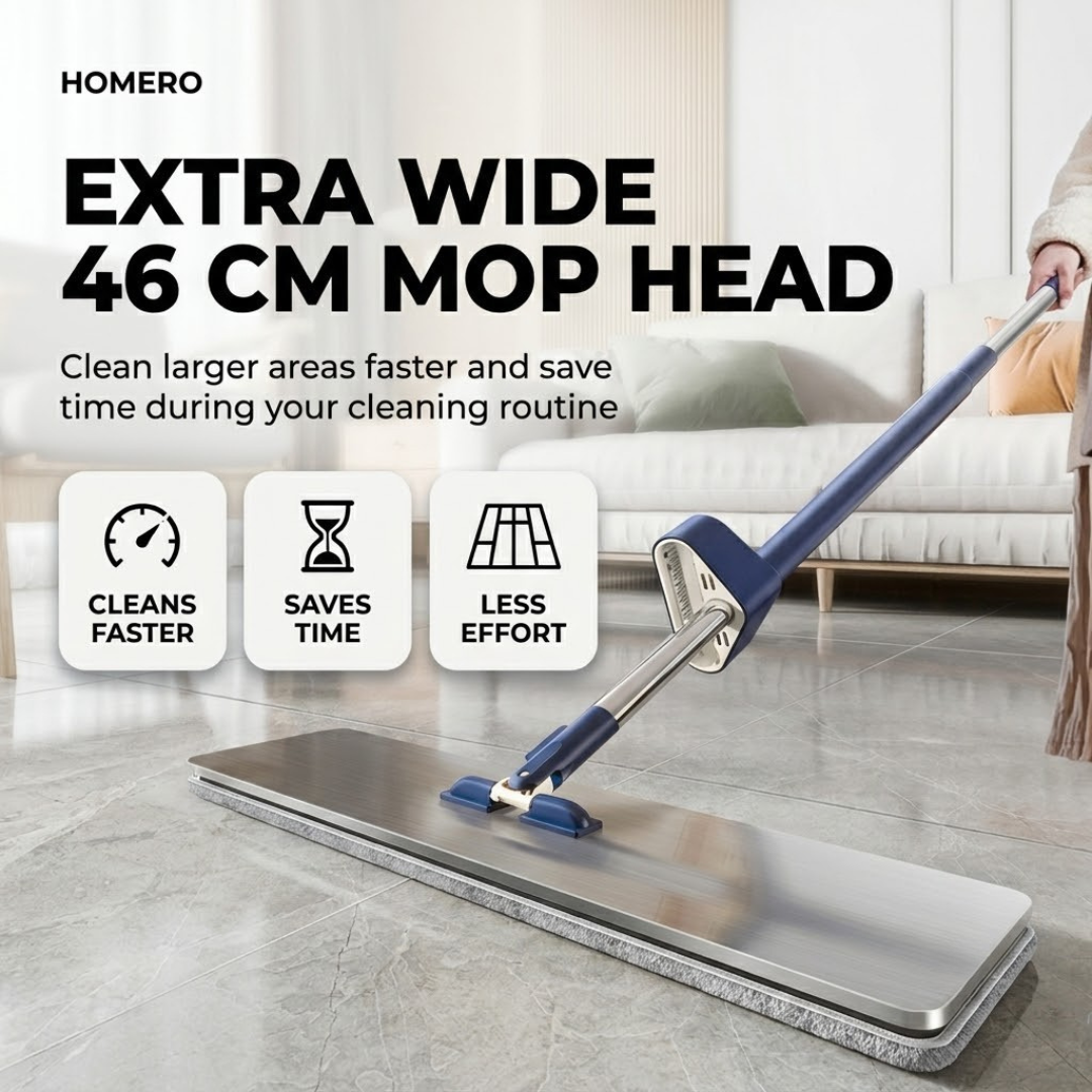 Hands Free 360° Rotating Flat Mop with Stainless Steel Handle