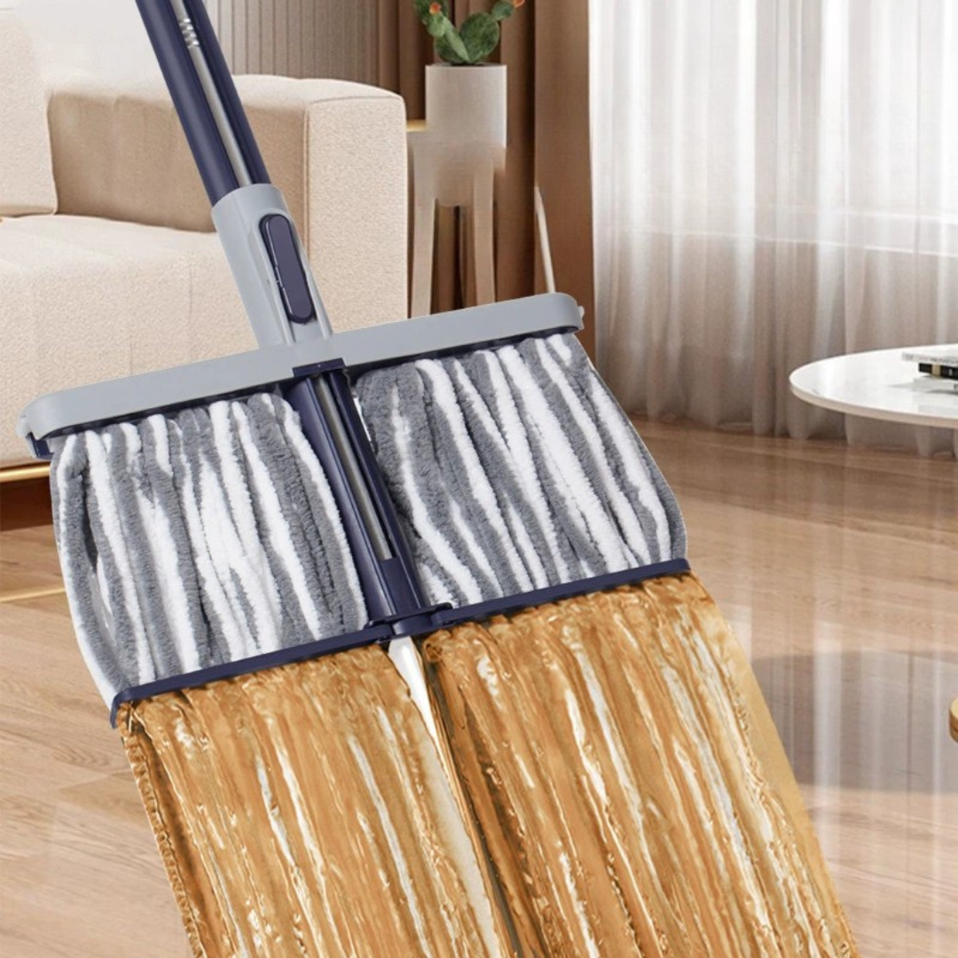 Stainless Steel Double Fold Absorbent Head Flat Floor Cleaning Mop
