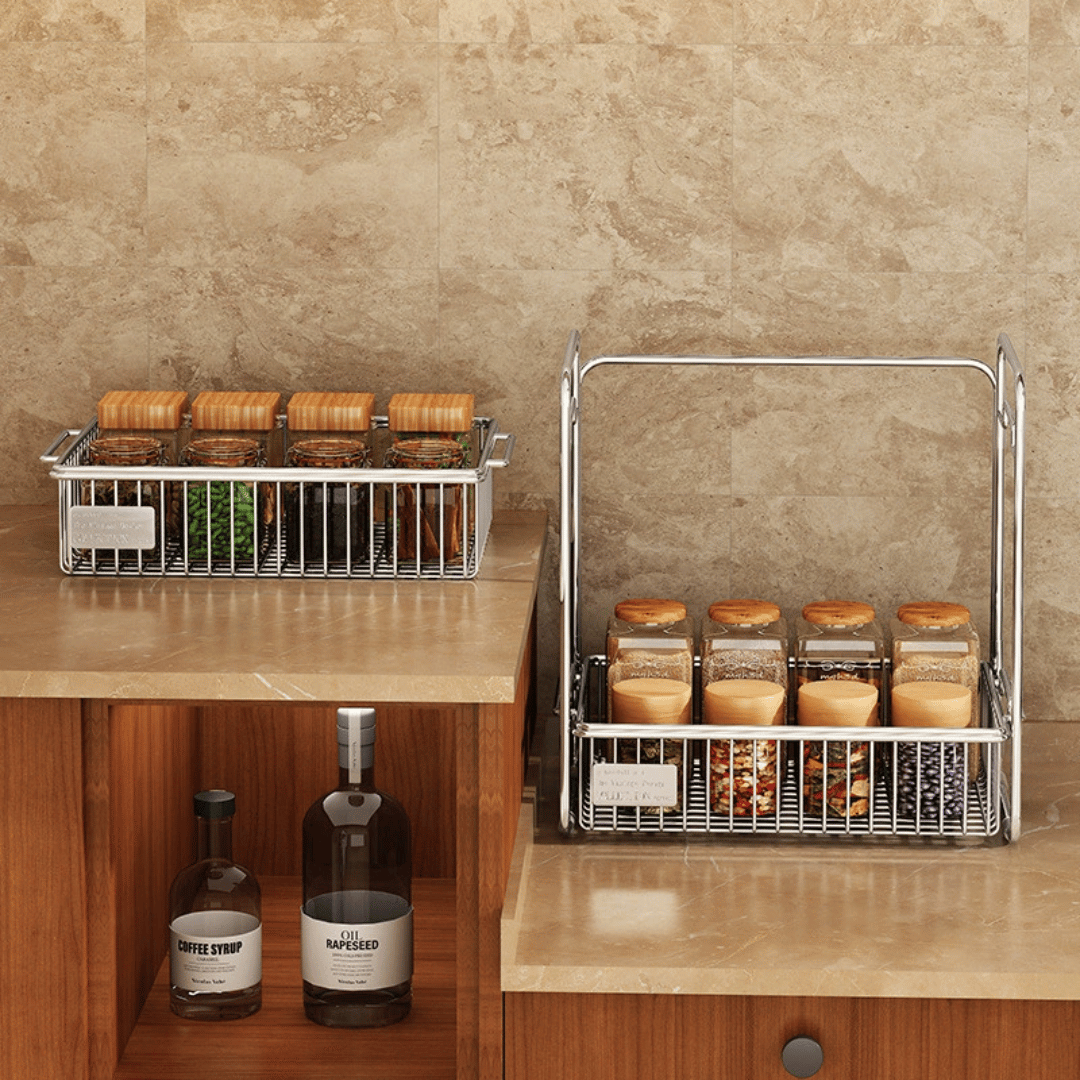 Premium 304 Stainless Steel Two Tier Countertop Storage Organizer Rack
