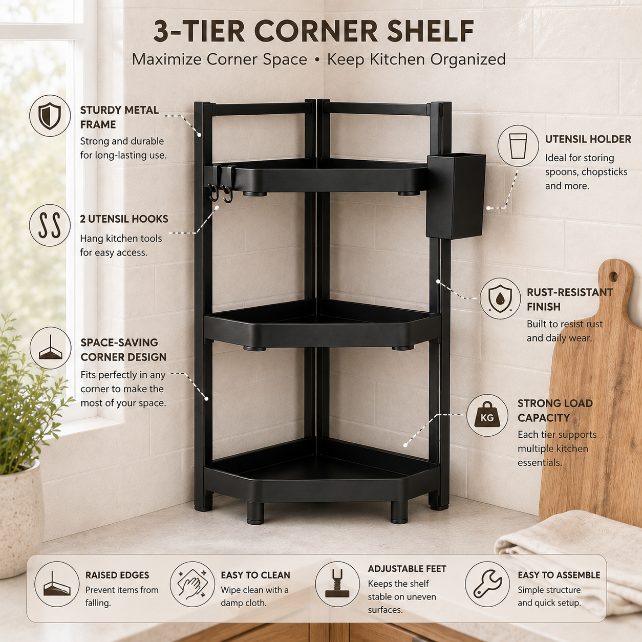 Homero Three-Layer Stainless Steel Kitchen Spice Rack