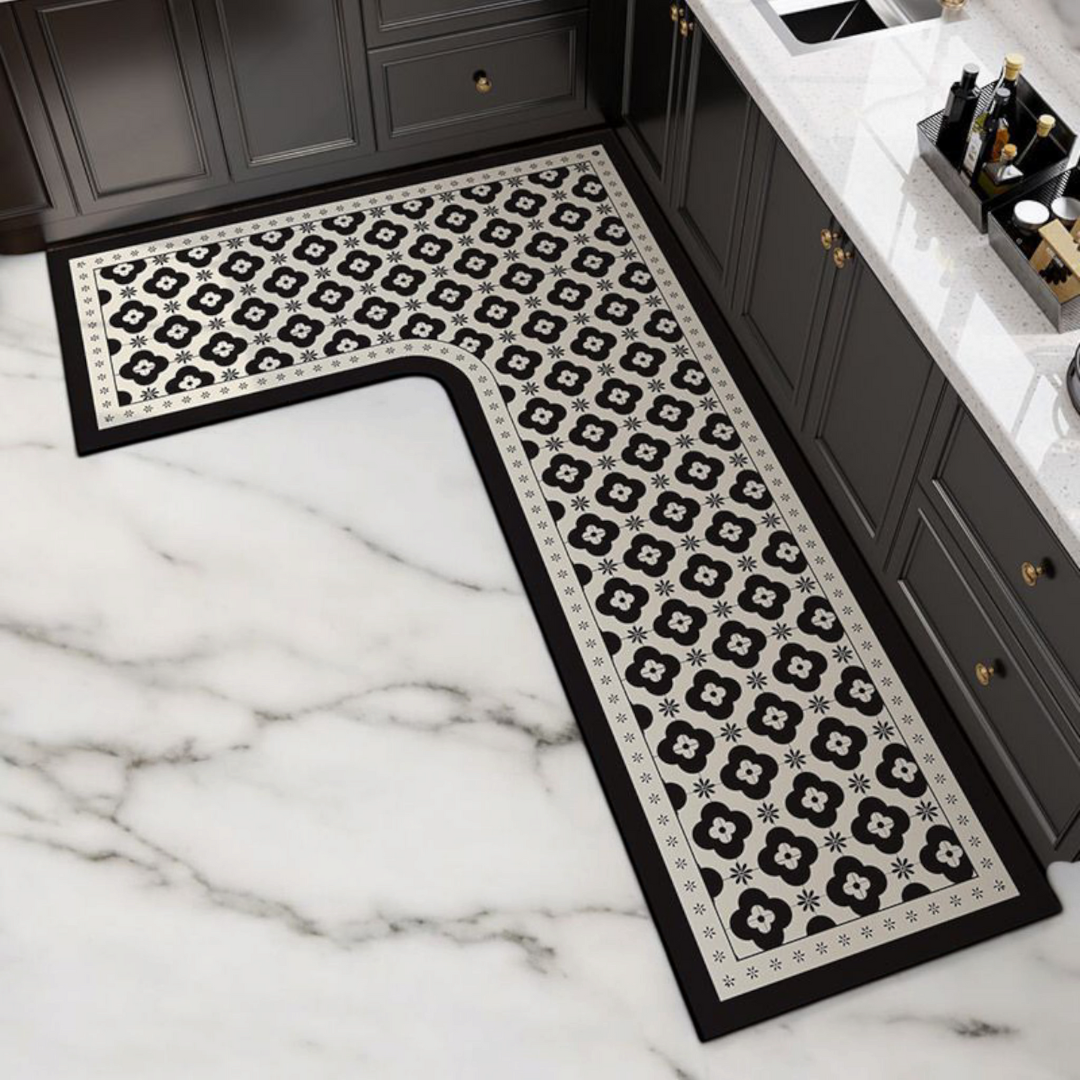 Homero Non-Slip L-Shaped Kitchen Rug with Rubber Backing