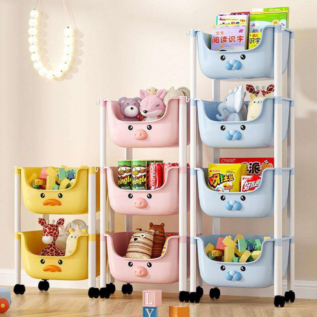 Multi-Purpose Cute Cartoon Storage Cart with Wheels