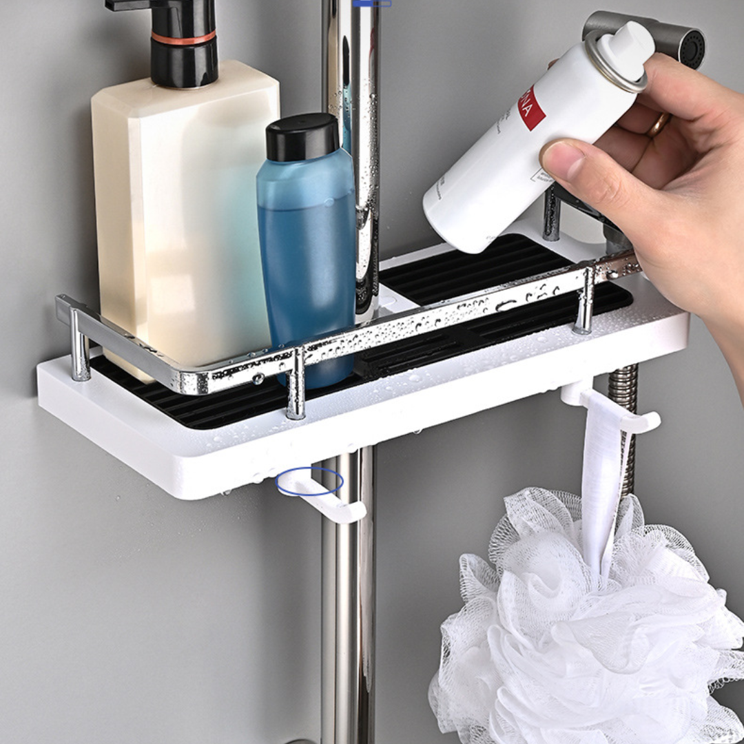 Adjustable Bathroom Storage Shelf Organizer with Drain Design