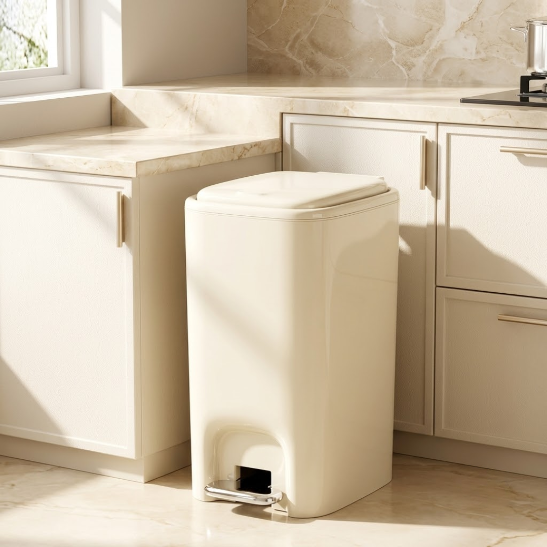 Modern Dual Opening Kitchen Bathroom Trash Bin with Secure Inner Ring