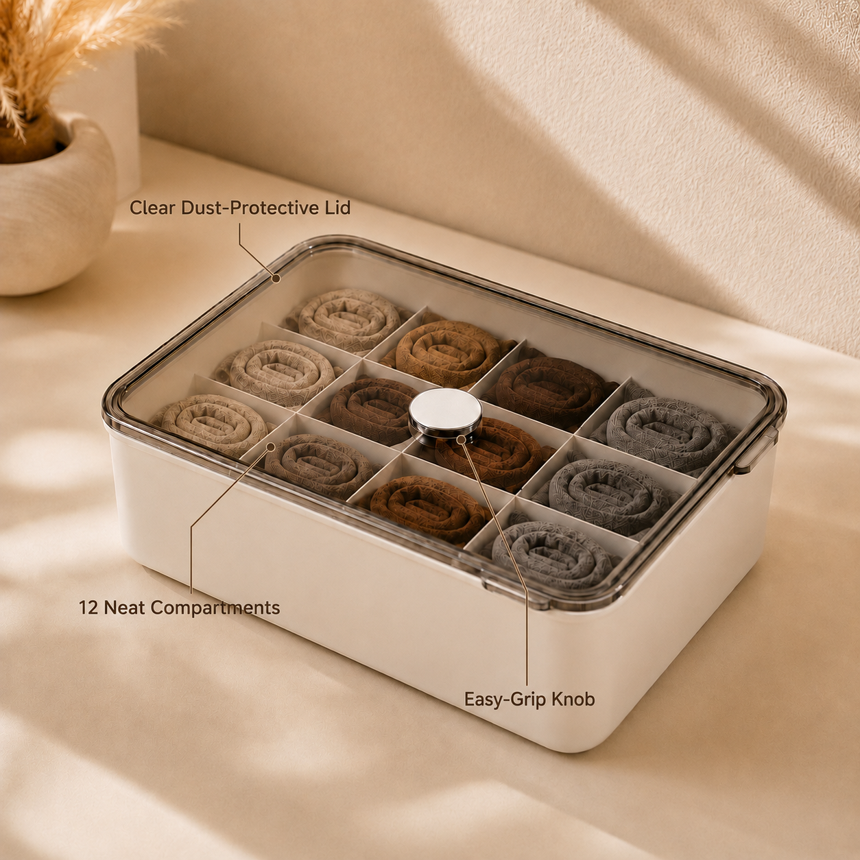 Smart Compartment Airtight Stackable Multipurpose Cloth Storage Organizer